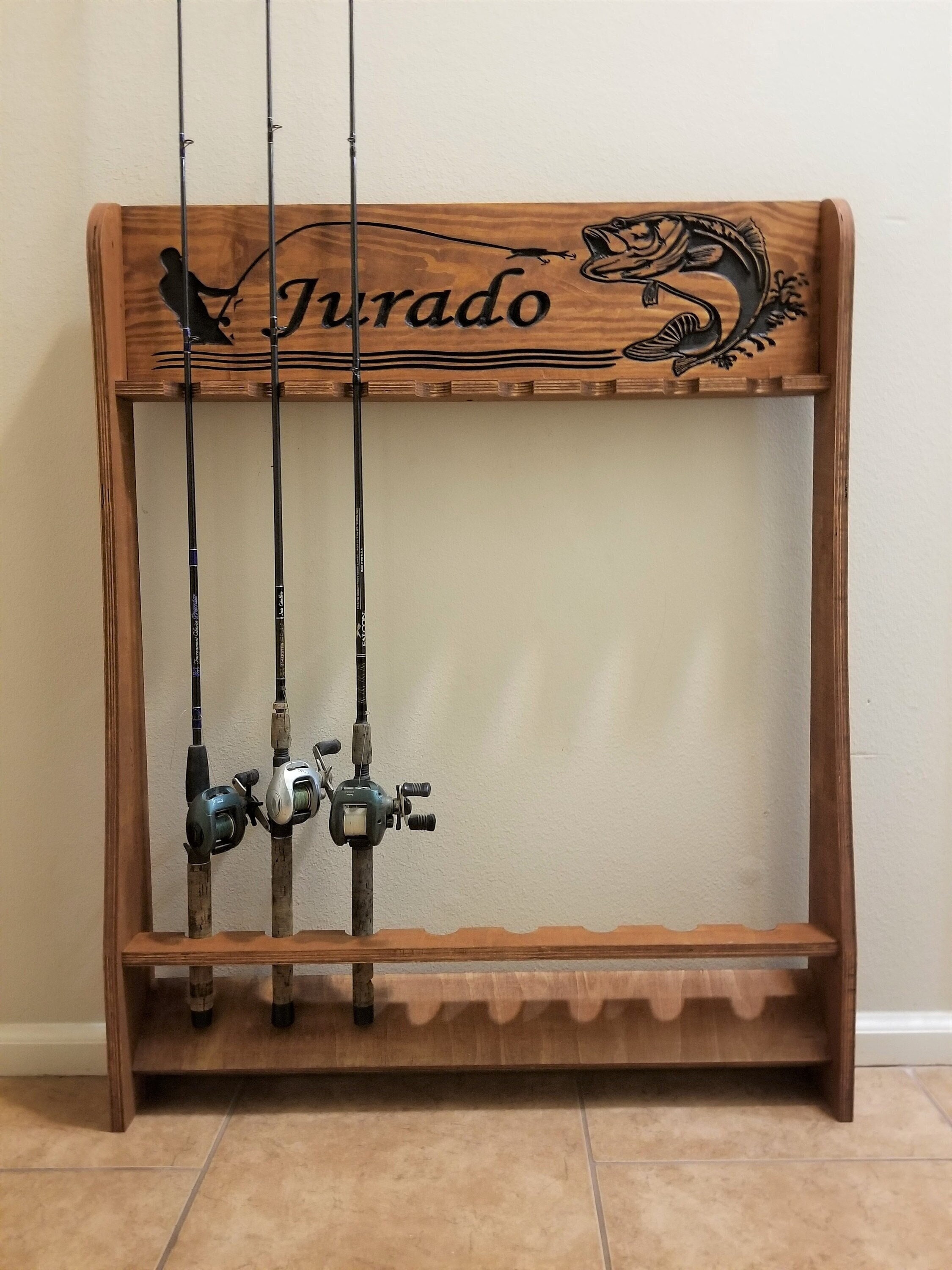 Wall Mount Fishing Pole Holder - Can TOTALLY DIY with pallet wood