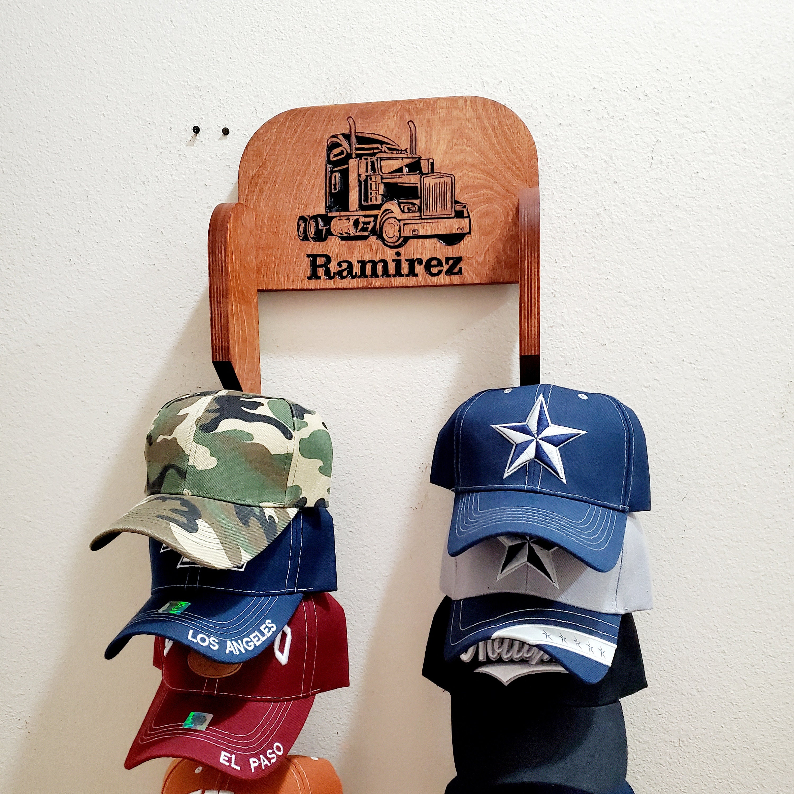 Custom Stocking Cap Rack Personalized Cap Rack, Carved Wooden Hat Organizer, Holds 20 Caps - Etsy