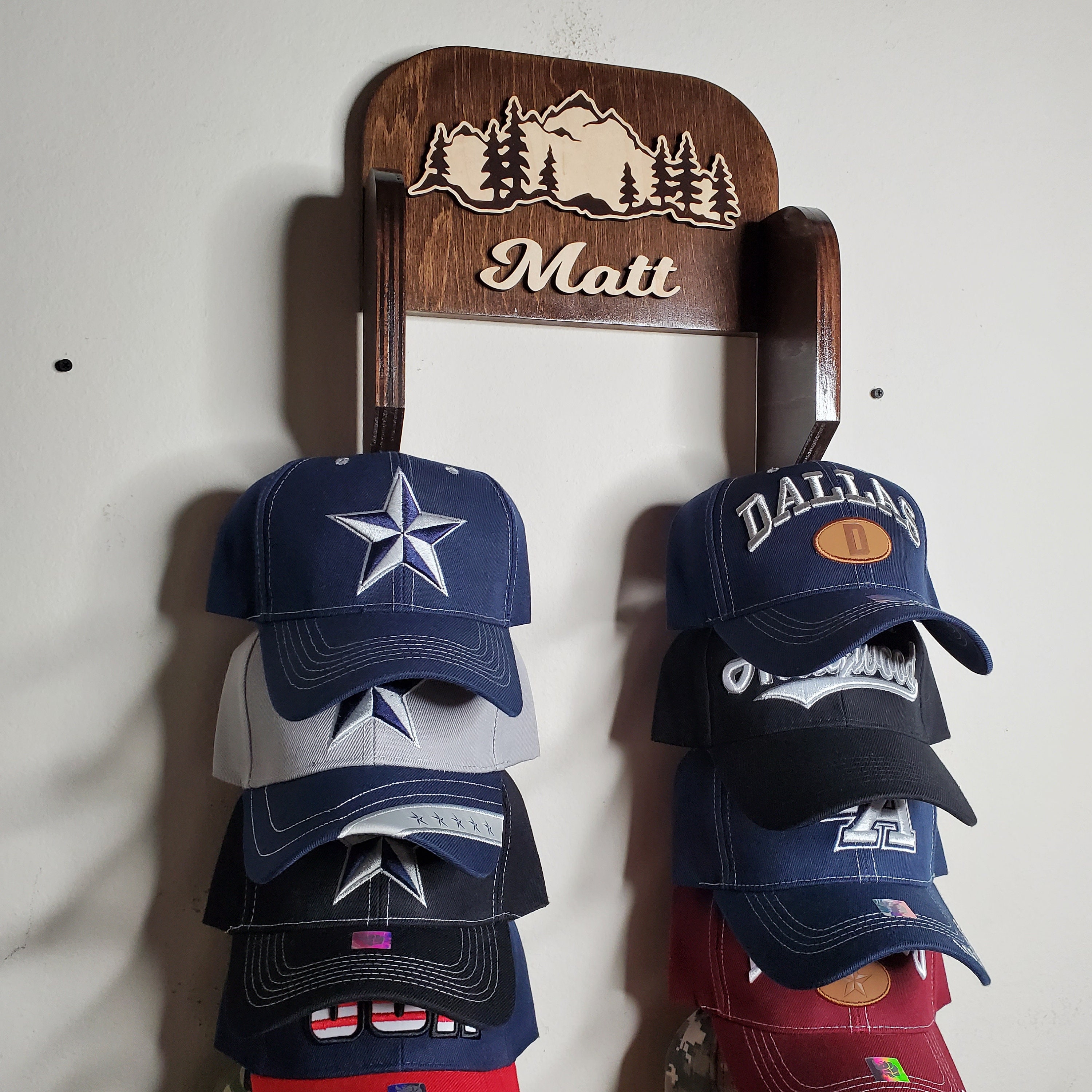 Cap Rack Drawong Personalized Cap Rack, Holds 20 Baseball Caps, Custom Logo - Etsy