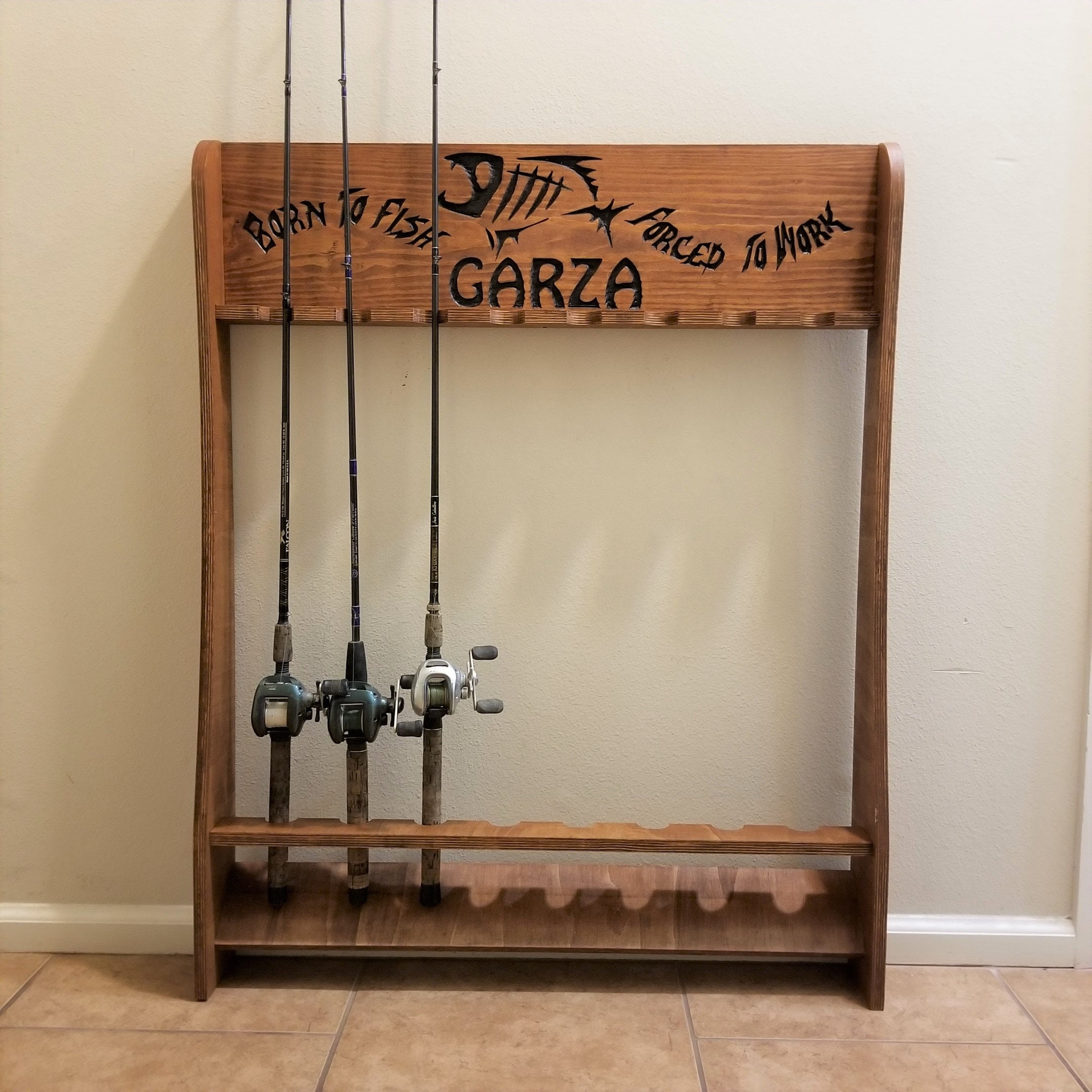 Carved Wood Fishing Rod Rack, Personalized Fishing Pole Holder - Etsy Carved Wood Fishing Rod Rack, Personalized Fishing Pole Holder - Etsy