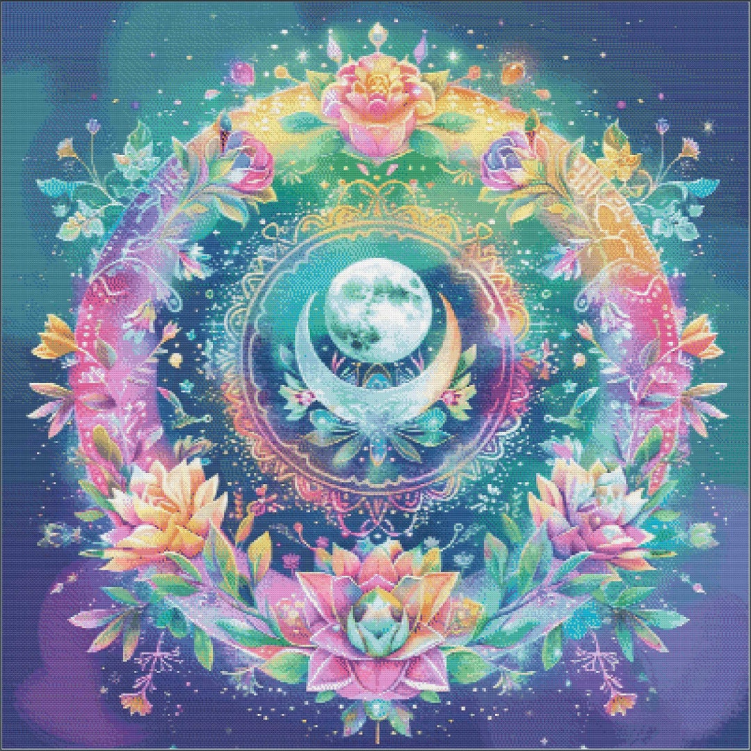 Chakra Moon Mandala - Cross Stitch Pattern - Etsy