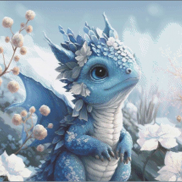 Winter Dragon Cross Stitch Pattern