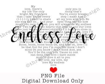 Endless Love Lyrics Etsy Endless Love Lyrics Etsy