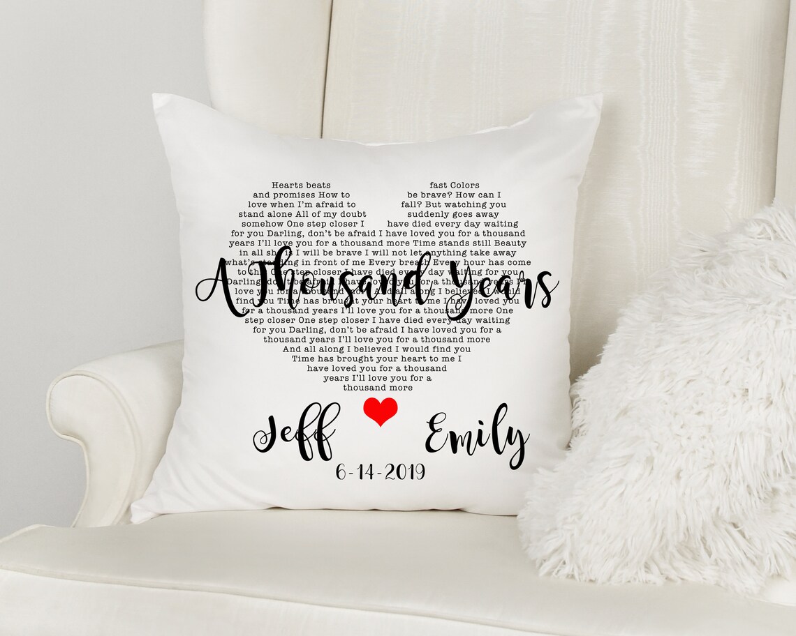 Custom Song Lyric Linen Pillow Heart Shaped Lyrics Etsy