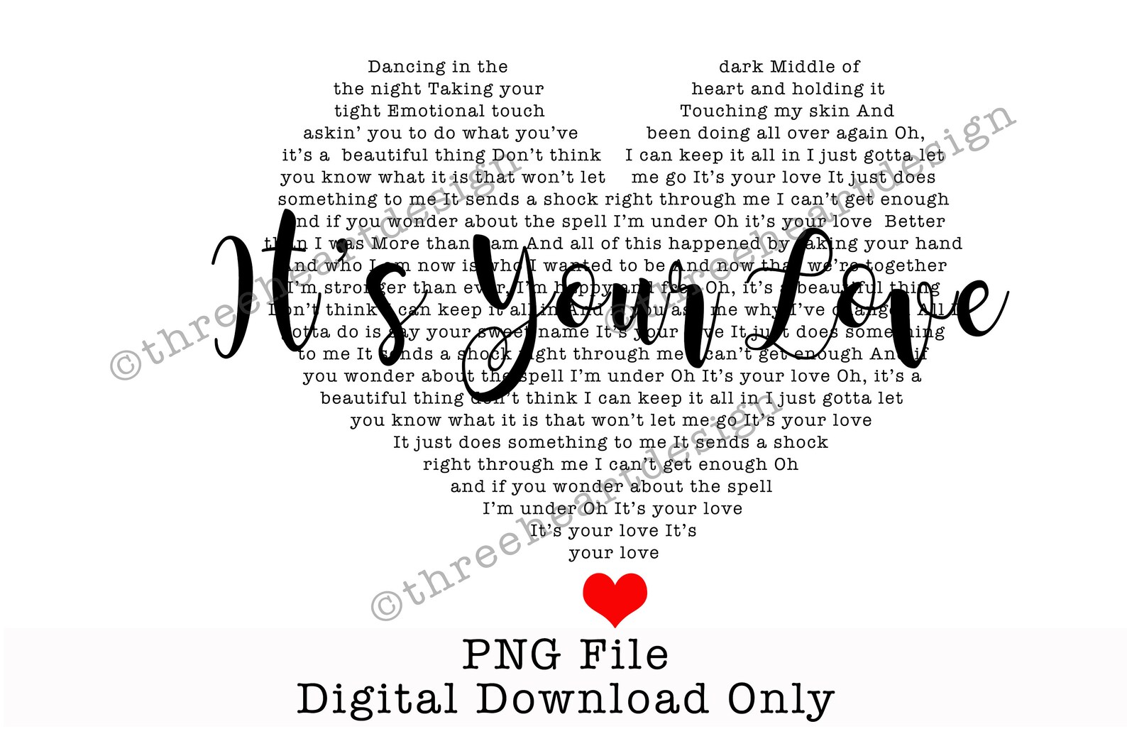 It's Your Love Lyrics Heart Shape PNG Etsy