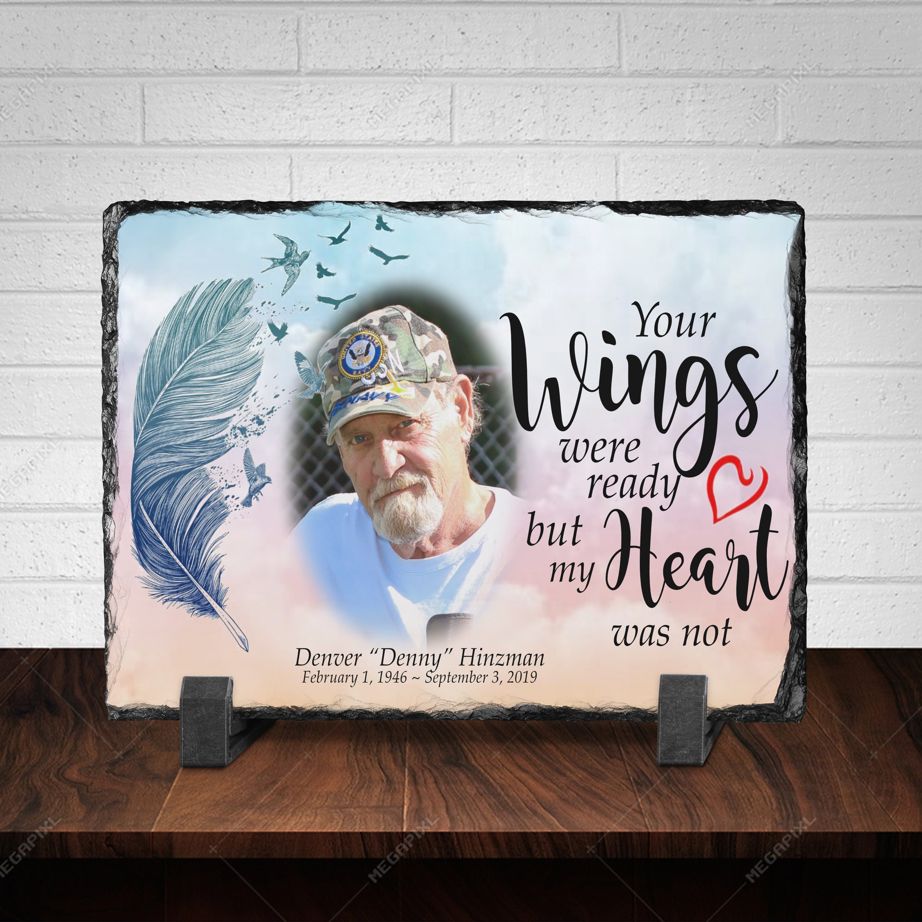 Photo Stone Slate plaque Lost loved one sympathy MEMORIAL/REMEMBRANCE