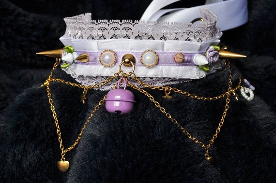 Lavender Mystical BDSM Collar Choker Pastel Goth Kawaii Choker