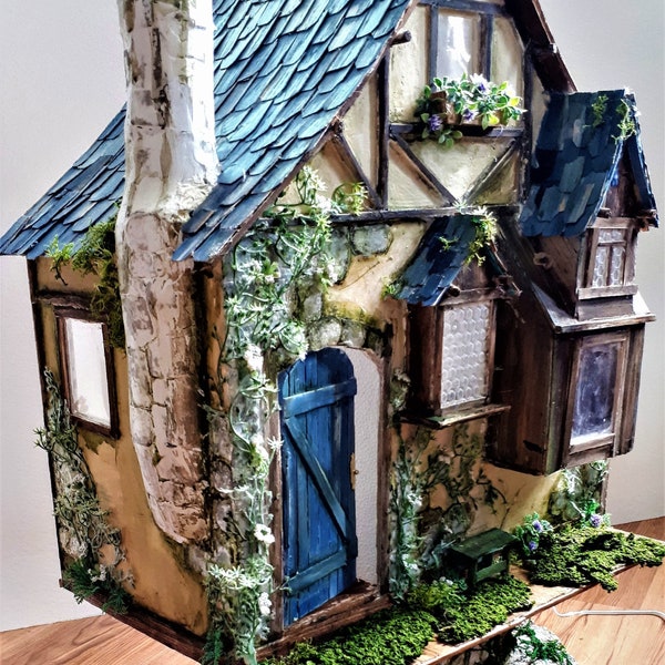 Miniature house, Fairy 1:12 scale cottage, Dollhouse, Miniature fairy cottage , Miniature house with stove, Forest dollhouse