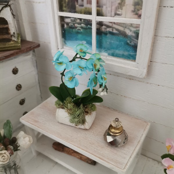1/12 Lily Flower Arrangement Glass Bottle Model DIY Doll House Living Room Decor
