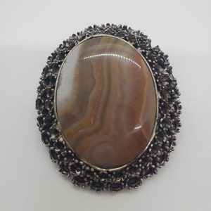 Vintage brooch with real stone #590