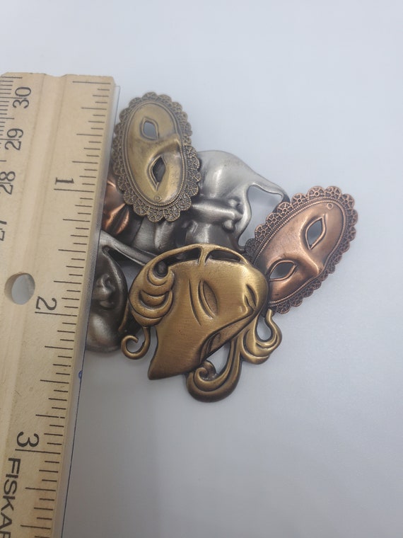 Mixed metals vintage masquerade brooch  drama mas… - image 4