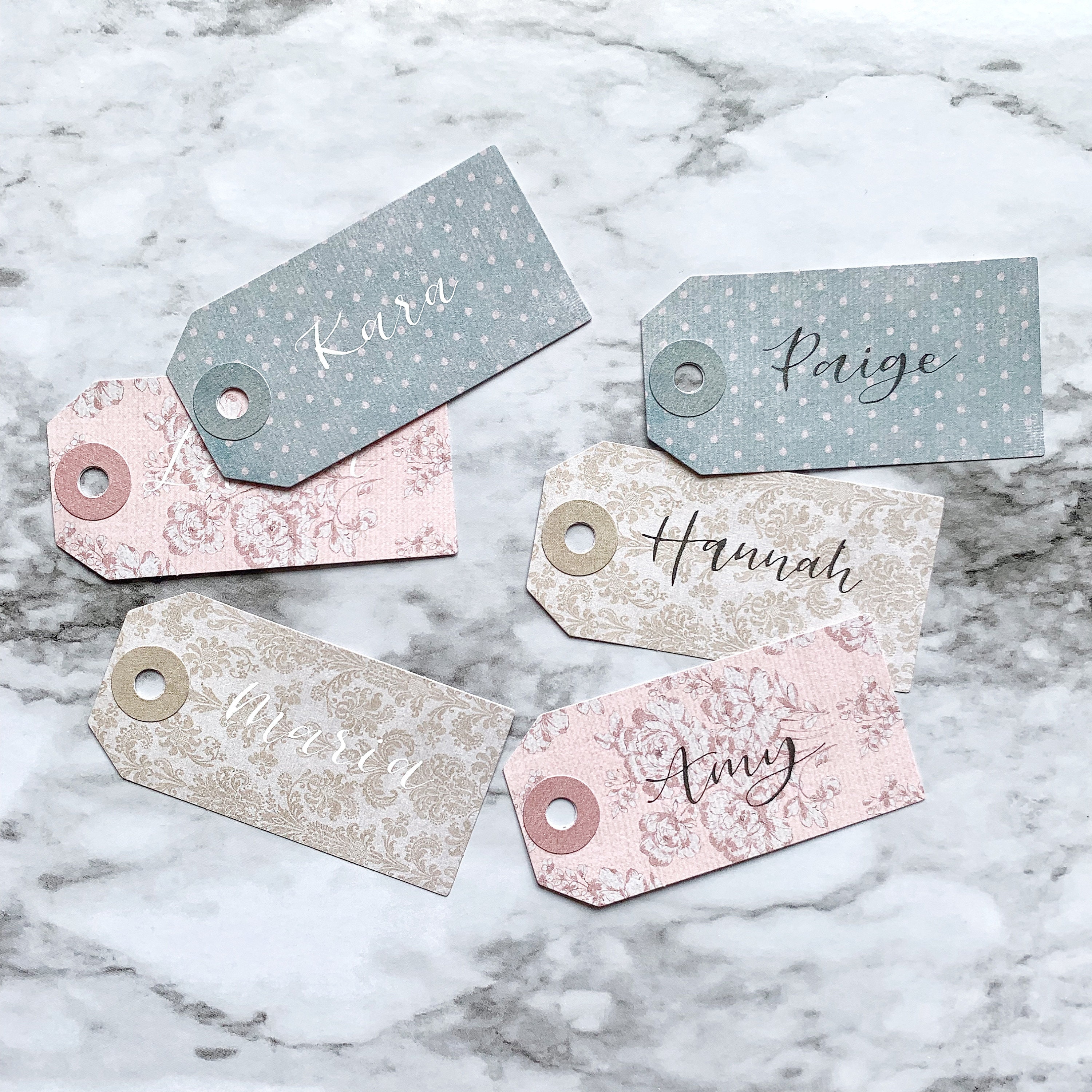 Handmade Custom Pink Christmas Gift Tags, Calligraphy Name Tags