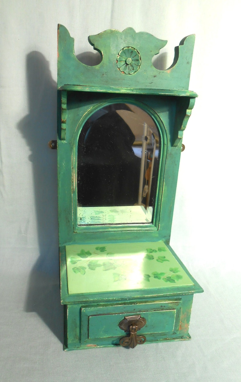 Upcycled Antique Wall Mirror With Shelf & Drawer Etsy