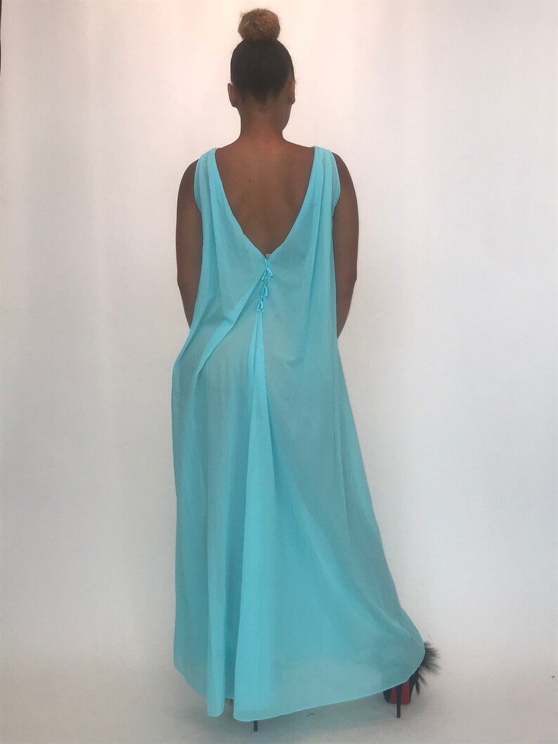 Glamorous RARE turquoise PEIGNOIR Nightgown Robe Set!