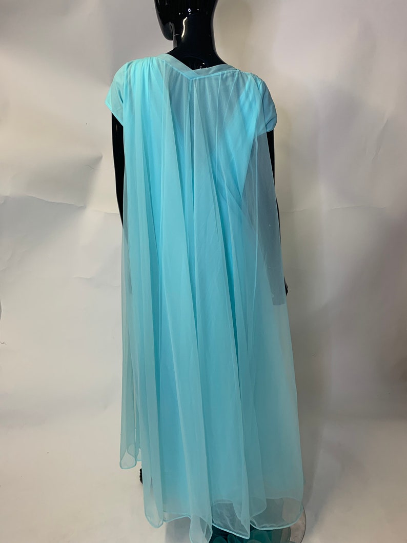 Glamorous RARE turquoise PEIGNOIR Nightgown Robe Set!
