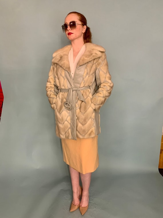 Super Foxy 70's Old Hollywood Style Vintage Fur and Gray Leather