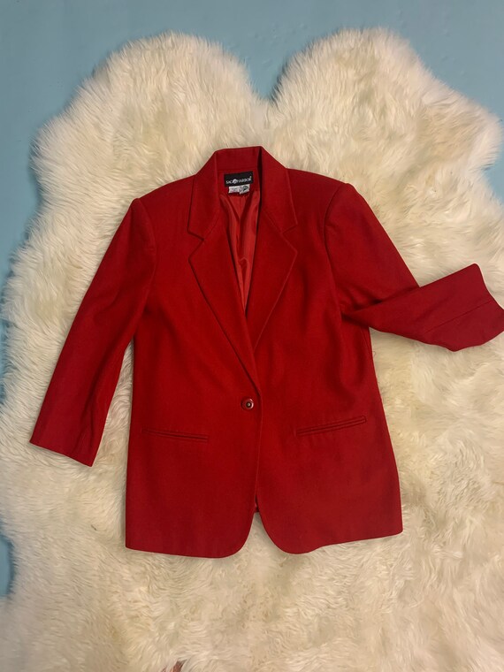 Woman's Red Vintage 90's Supermodel Style Blazer - image 5