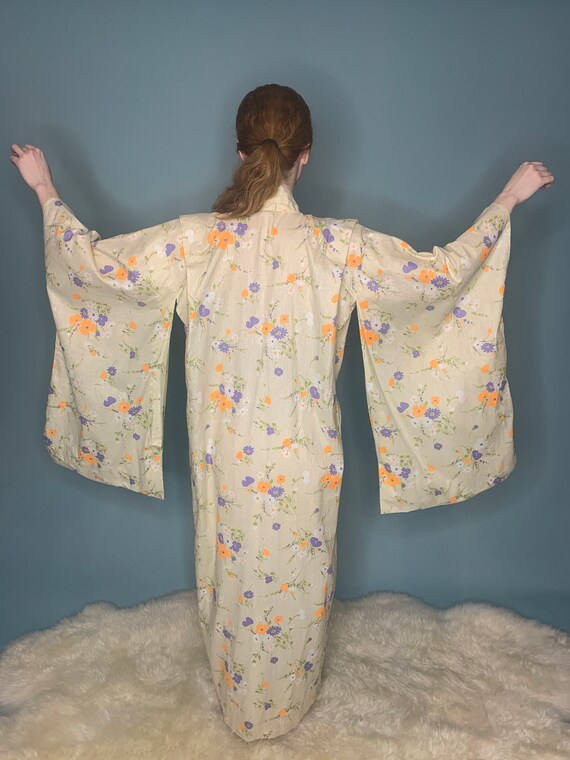 Rare Cotton Dramatic Sleeve Floral Kimono - image 6