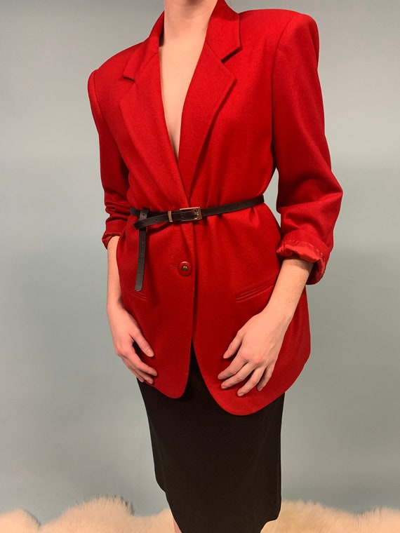Woman's Red Vintage 90's Supermodel Style Blazer - image 2