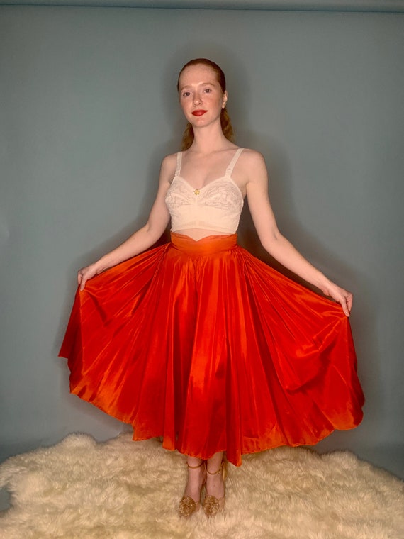 1950's Vintage Retro Burnt Orange Swing Skirt - image 5