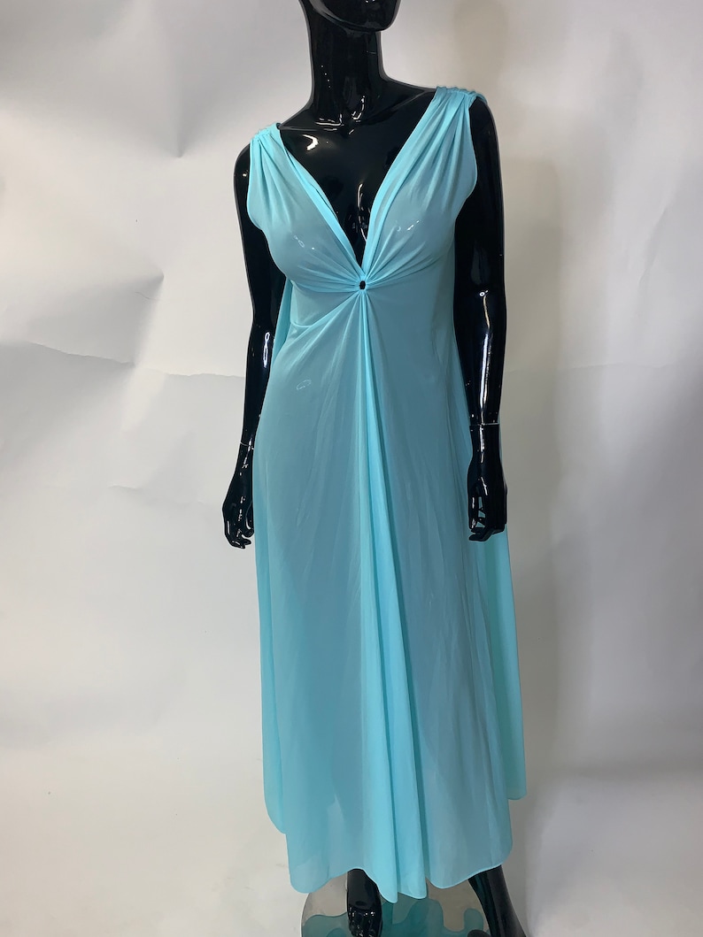Glamorous RARE turquoise PEIGNOIR Nightgown Robe Set!