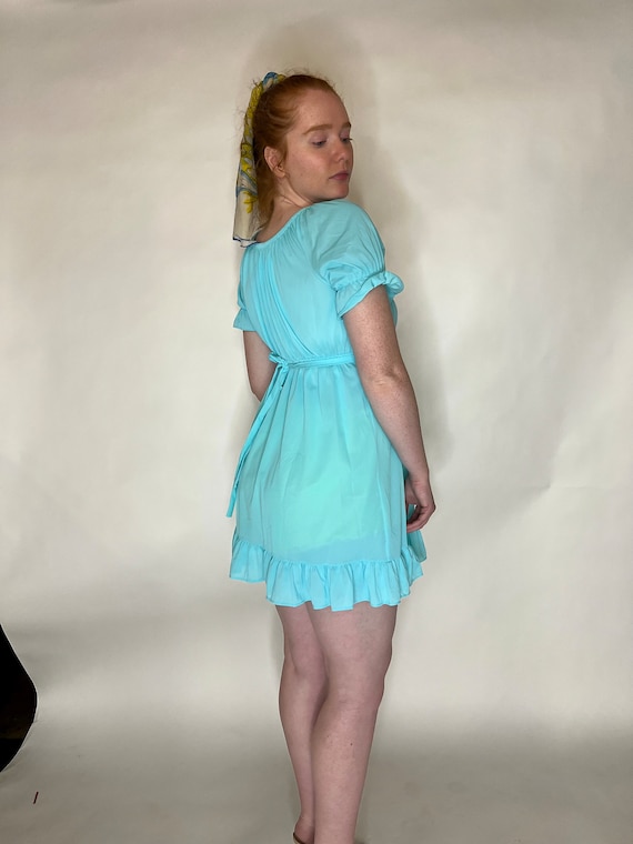 Darling Teal 1960's Baby Doll Nightgown Dress - image 5