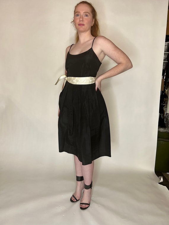 Vintage Black Party Dress with White Belt - image 4