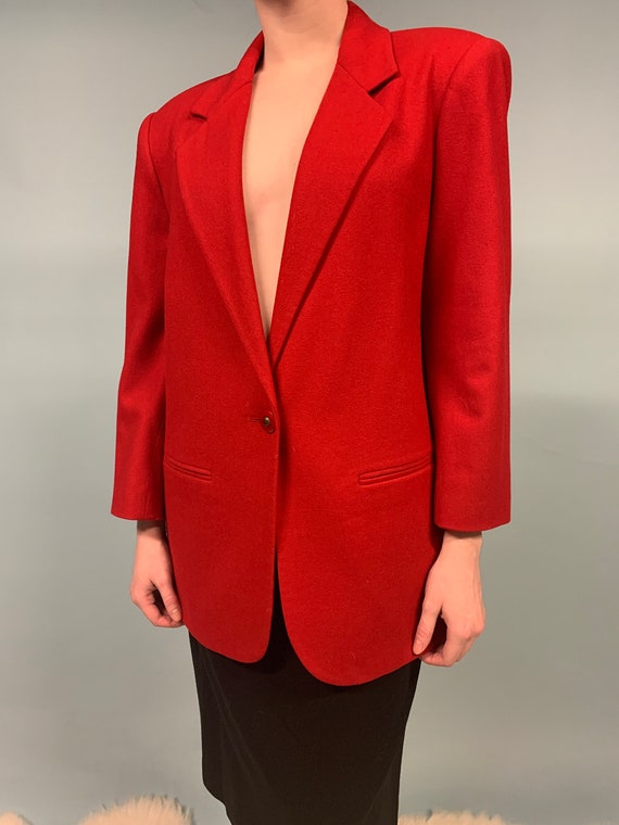 Woman's Red Vintage 90's Supermodel Style Blazer - image 3