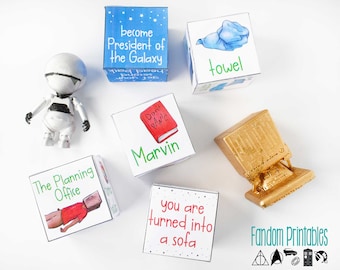 Hitchhiker's Guide to the Galaxy-inspired Story Starter Cubes