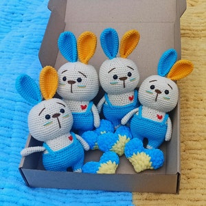 Knitted Bunny,Stay with Ukraine,Ukrainian style,Blue-yellow Rabbit toy, Made in Ukraine, eco-friendly toy, toys for kids, Ukrainian souvenir