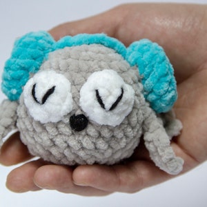 Plush owl, Crochet owl in headphones, Cute little amigurumi owl