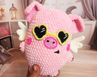 cochon drôle, cochon mignon, cochon au Crochet, cochon amigurumi fait à la main, cochon d'amour