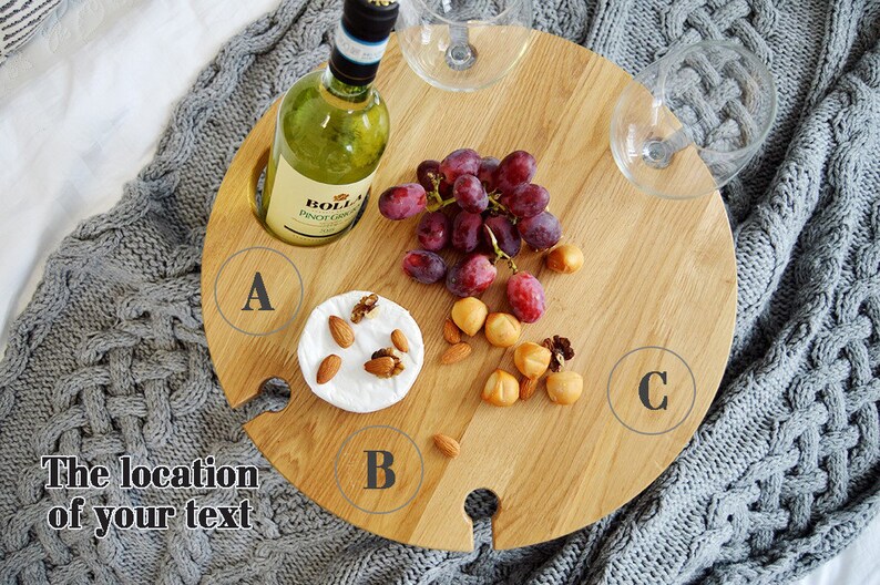 Folding wine picnic table made of natural oak. Etsy