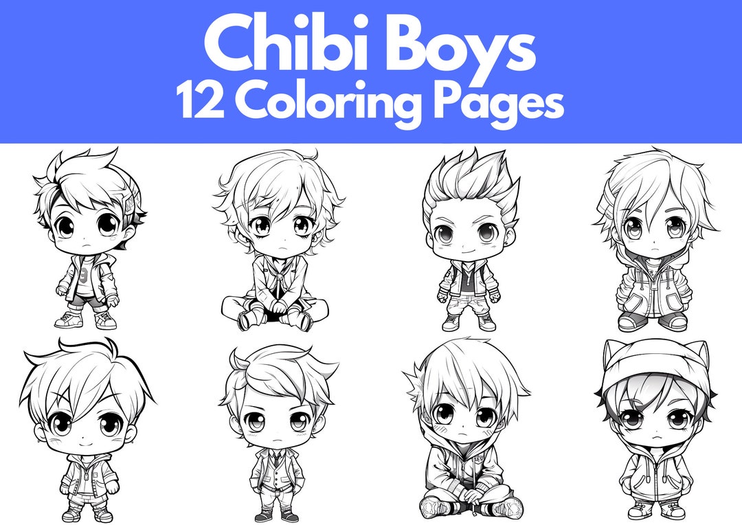 Chibi Boys Coloring Pages Printable Coloring Pages PDF Cute - Etsy UK