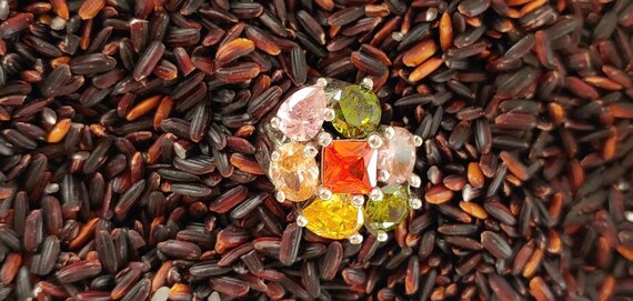 Multi-Colored Stone 925 Sterling Ring - image 1