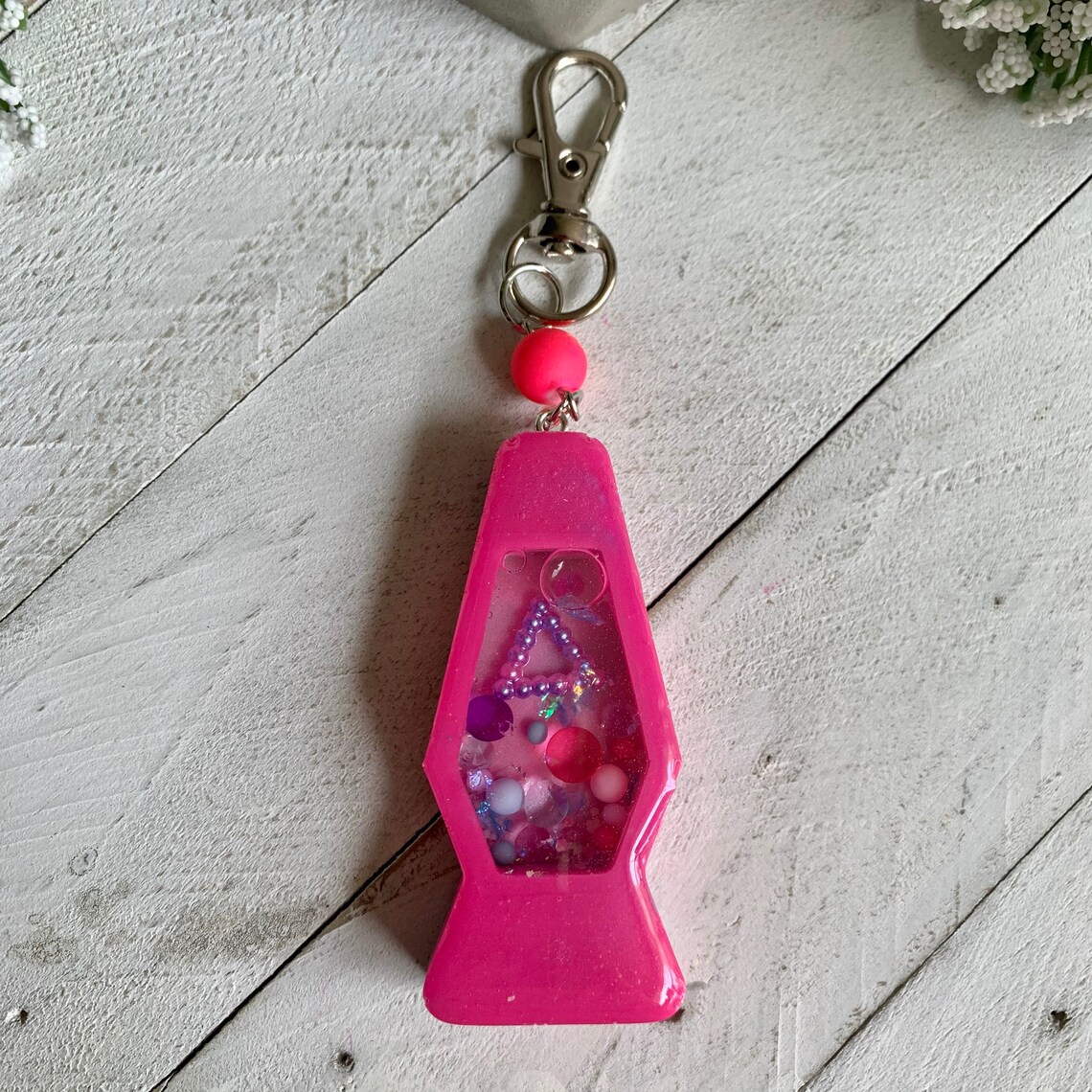 Hot Pink Lava Lamp Shaker Keychain Kawaii Resin 3D Keyring Etsy