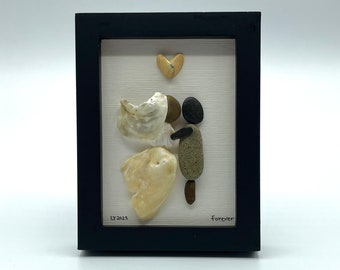 Forever, Mini Art, Seashell Art, Pebble Art, Wedding Art, Marriage, Anniversary, Framed Pebble Art, Beach Art, Love,