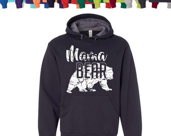 Mama Bear Distressed Hoodie - Vintage Mom Graphic Sweatshirt - Soft Cotton Blend, Eco-Friendly Ink, Unisex Apparel