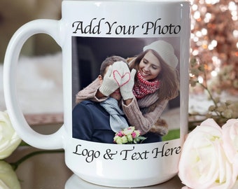 Custom Mug Personalized Photo Print: Glossy White Ceramic Coffee Cup, Microwave Safe | Dishwasher Friendly, Gift Ready | 11oz or 15oz