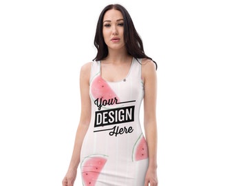 Print Dress Custom Sleeveless Skater, Personalized All-Over Print (Womens S-XXL, Stretch Polyester Blend, Comfortable Fit)