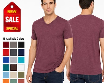 Camiseta unisex de manga corta con cuello en V y mezcla de tres tejidos Bella + Canvas - 3415