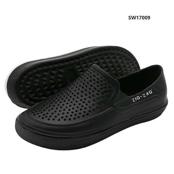 Zig Zag Classic Casual Foam Slipon Black Crock Style Shoe 7263