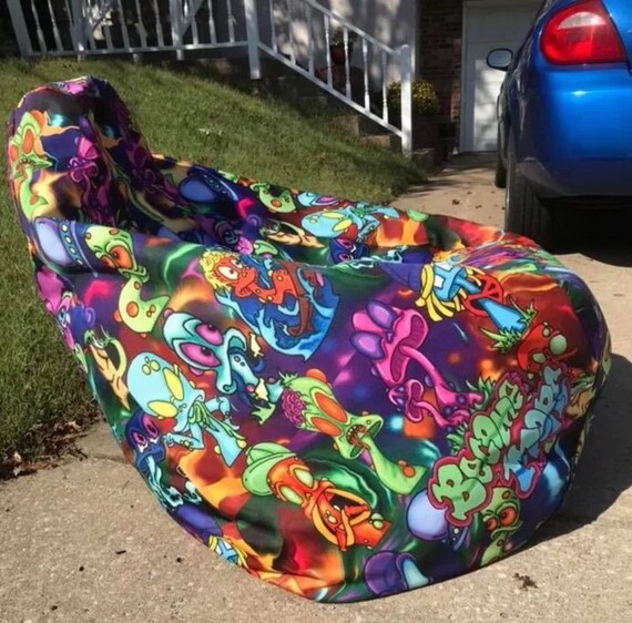 Bean Bag Chair for Dolls - Blue and White Bird Print | aftcra