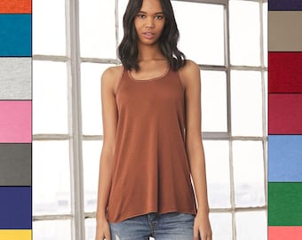 Women's Flowy Soft Racerback Tank - Lightweight Drapey Fit, Multi-Blend Fabric, Tear-Away Label - XS to 2XL Sizes