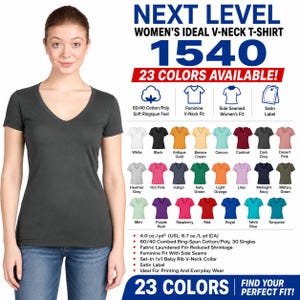 Next Level - Women's Ideal Soft V-Neck Short Sleeve T-Shirt - 1540