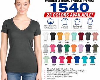 Next Level - T-shirt doux à manches courtes et col en V pour femmes - 1540
