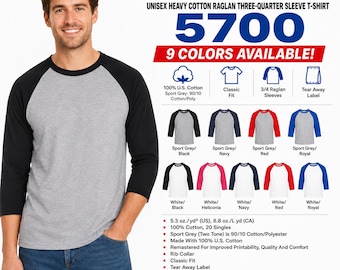 Gildan Adult Heavy Cotton Three-Quarter Raglan Sleeve Baseball T-Shirt - G570