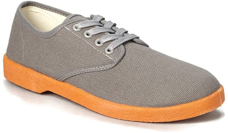 Canvas Sneaker Classic Zig Zag: Retro Gray Orange Design, Casual Lace-Up Shoes (Cotton Canvas, Traction Sole, Unisex) image 1