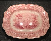 Red and White 19th cent. Transferware Platter