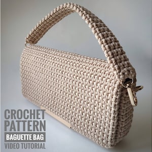 Crochet Pattern Baguette bag with English subtitles Video Tutorial Crochet purse pattern Clutch Evening bag Shoulder bag Cross body bag